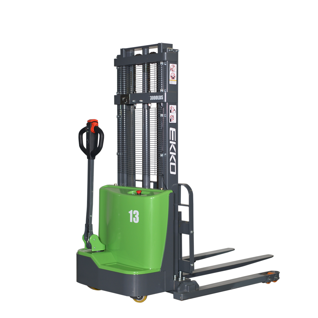 EKKO EB13C Full Powered Straddle Stacker 2800 lb Capacity - GoLift Equipment Sales