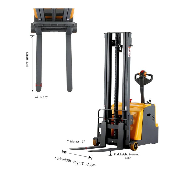 Counterbalanced Electric Stacker 1212lbs Straddle Legs. 118" High A-3031 - GoLift Equipment Sales