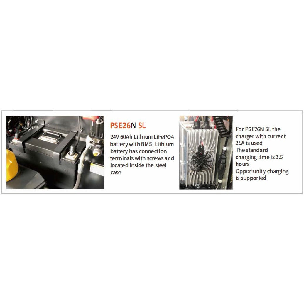 PSE12NSL Lithium Powered Electric Stacker (PSE26NSL) - GoLift Equipment Sales