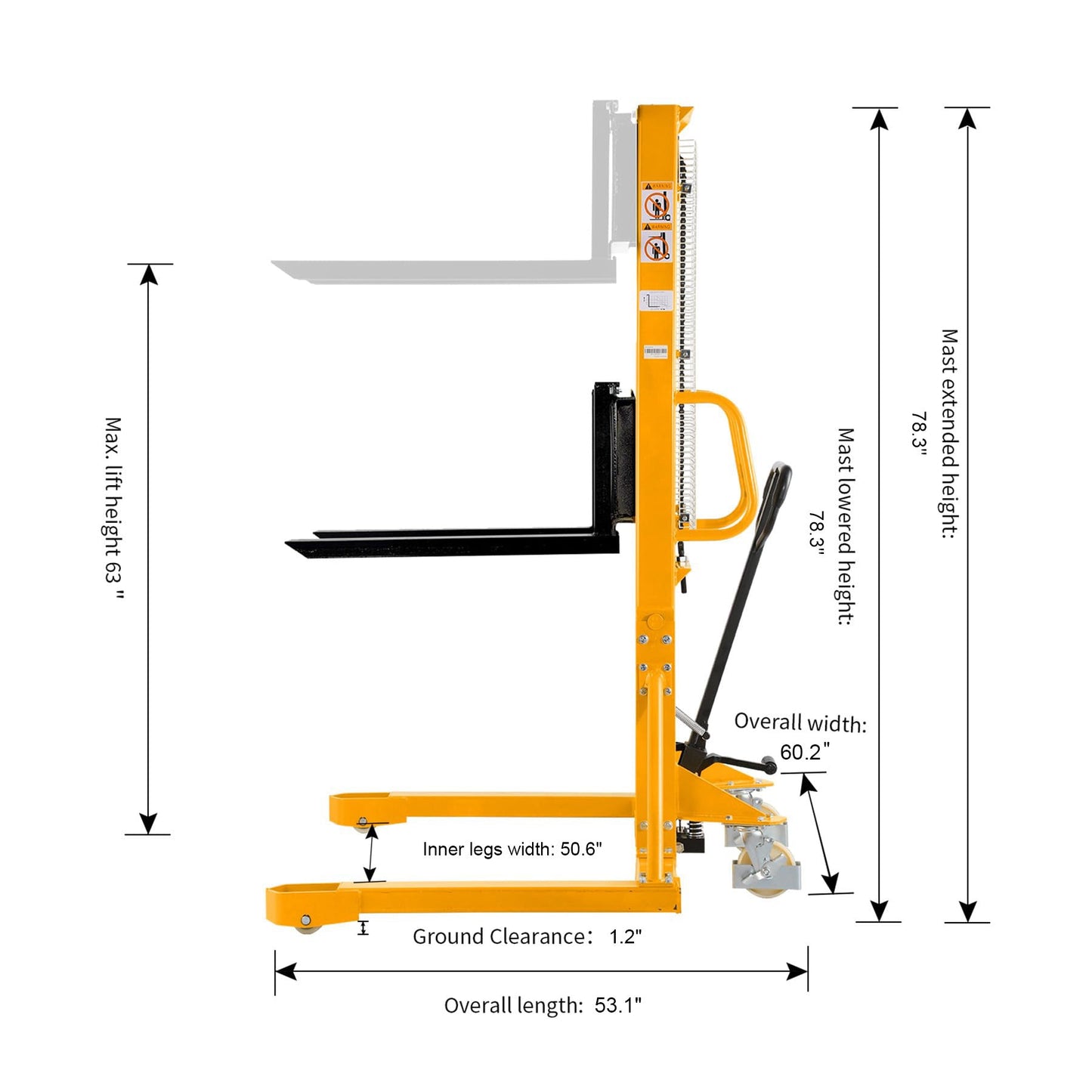 Manual Stacker A-3004 | 1100lb Capacity | 63in Lift