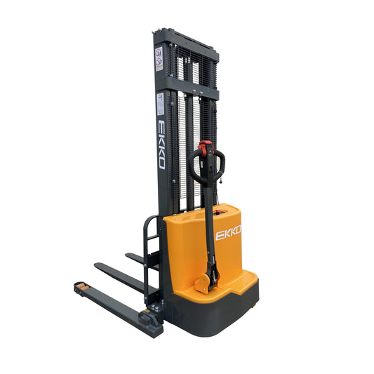 Coming Soon! EKKO EB13C Full Powered Straddle Stacker 2800 lb Capacity - GoLift Equipment Sales