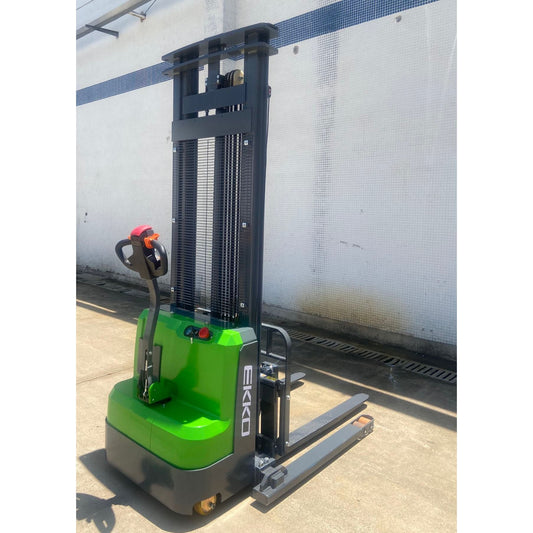 Coming Soon! EKKO EB14C Full Powered Straddle Stacker 3000 lbs capacity - GoLift Equipment Sales