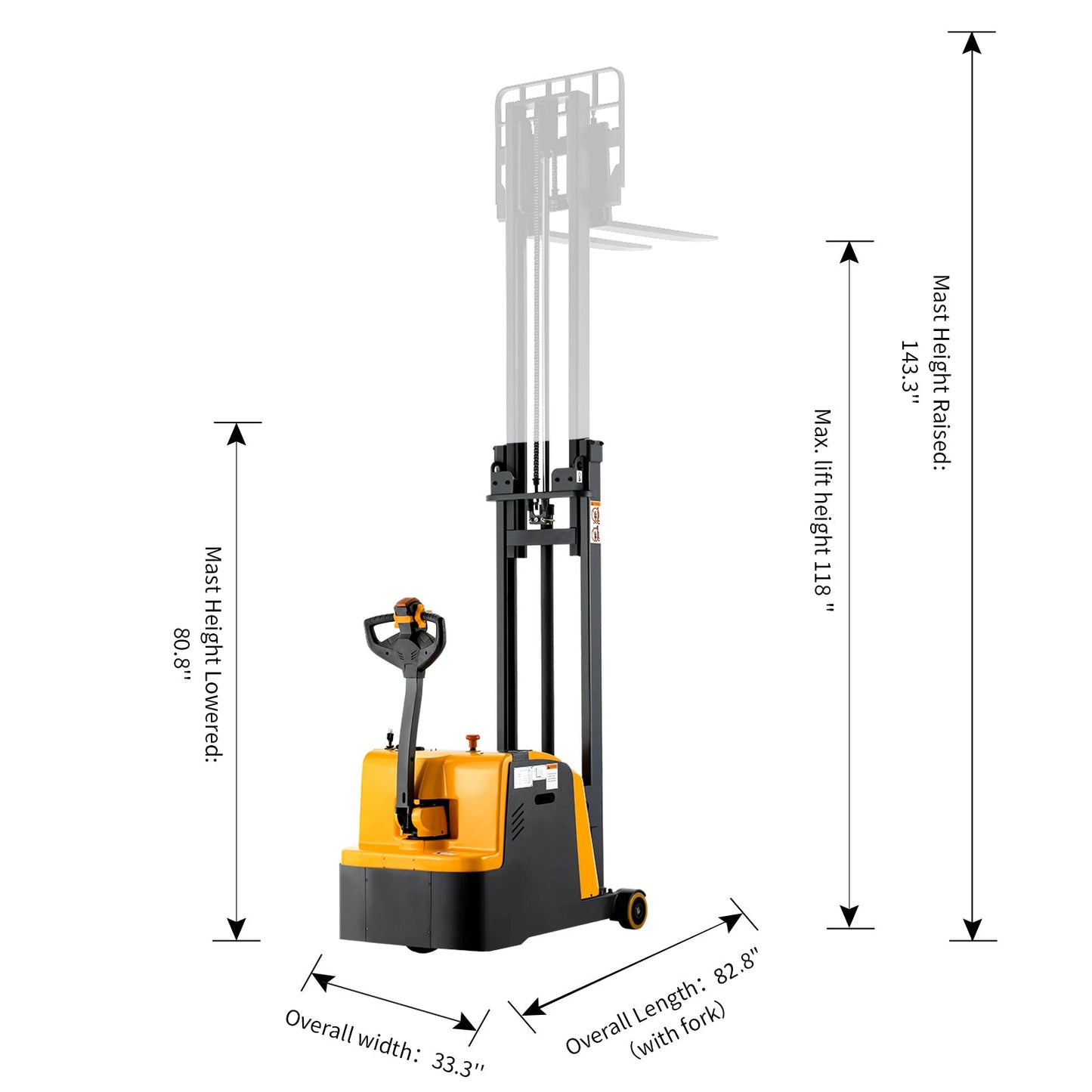 Counterbalanced Stacker A-3031 | 1200lb Capacity | 118in Lift