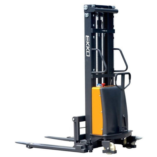 EKKO EA15D Semi-Electric Straddle Stacker 3300lbs. Cap., 138" Height - GoLift Equipment Sales