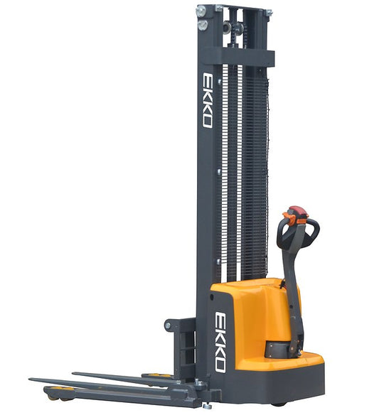 EKKO EB13E Full Powered Straddle Stacker 2800 lb Cap., 119" Height - GoLift Equipment Sales