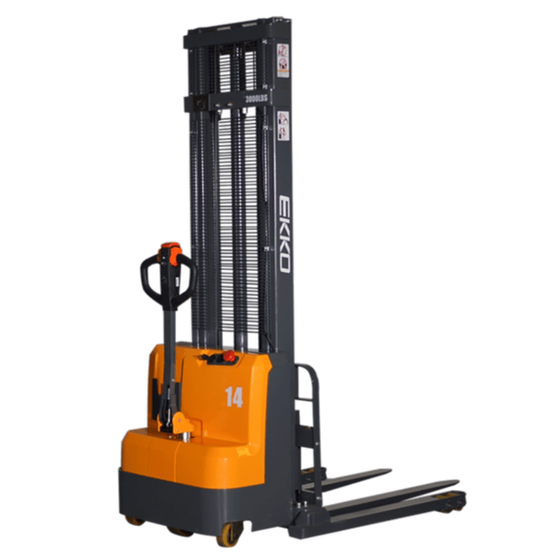 EKKO EB14C Full Powered Straddle Stacker 3000 lb. Capacity - GoLift Equipment Sales