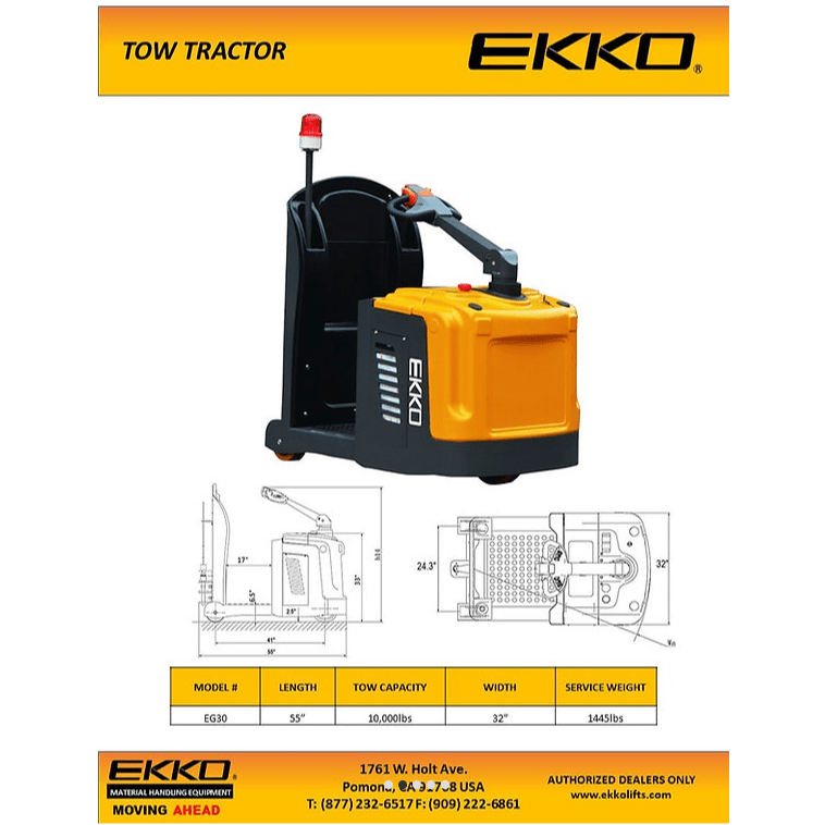 EKKO EG30 Tow Tractor 10,000 lbs Tow Capacity - GoLift Equipment Sales