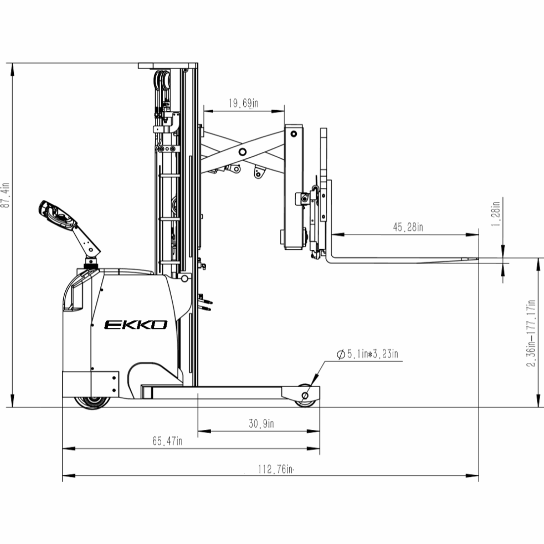 EKKO ER15L Walkie Reach Truck 3300 lb Cap., 138" Height, Side Shift - GoLift Equipment Sales