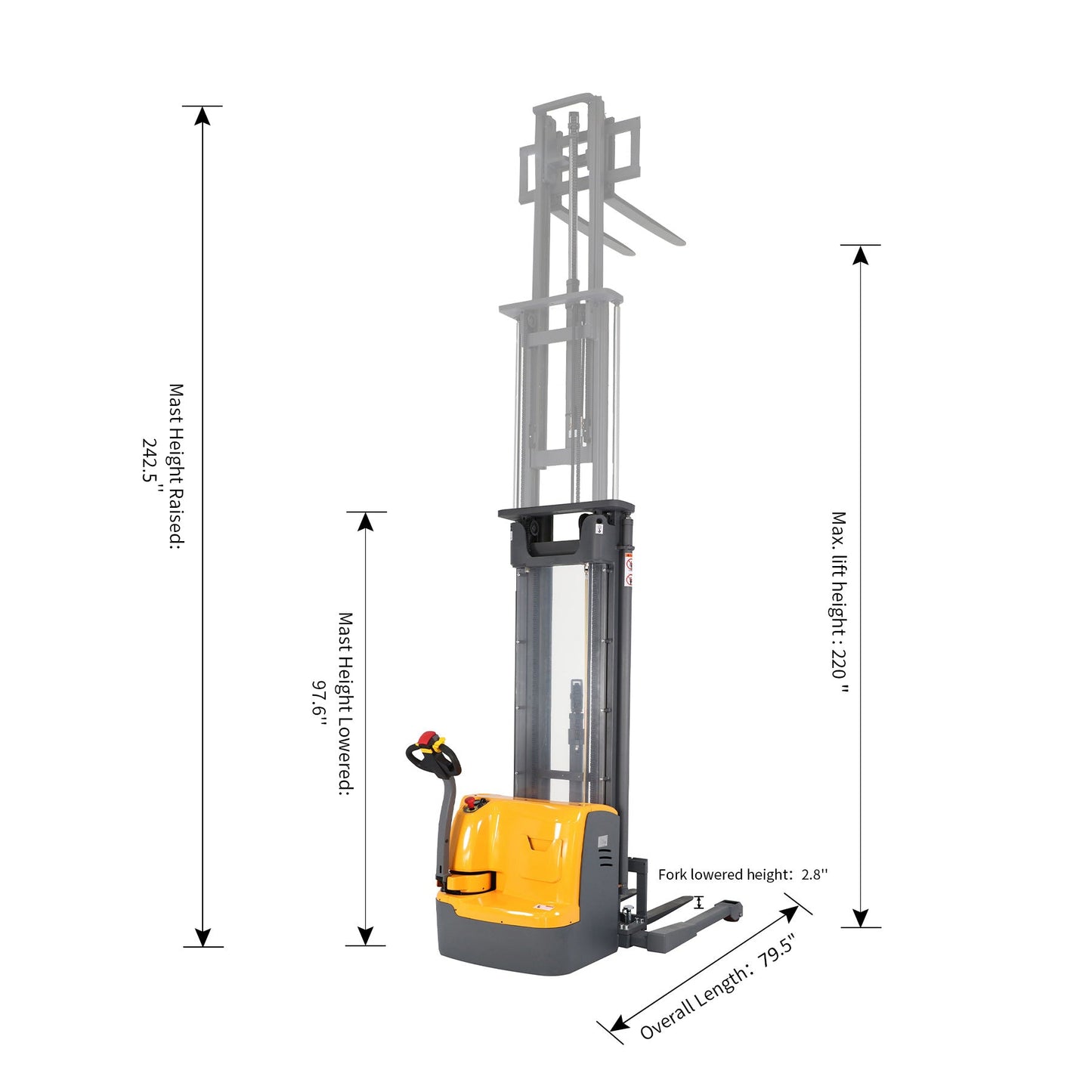 Full-Electric Stacker A-3030 | 3300lb Capacity | 220in Lift