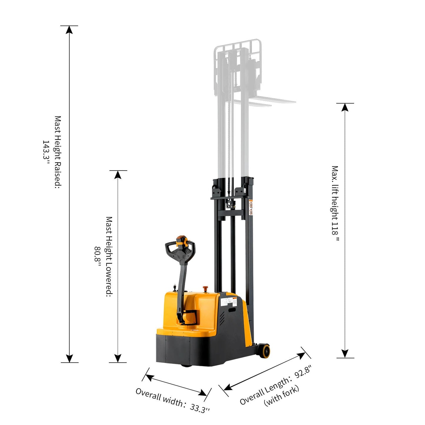 Counterbalanced Stacker A-3040 | 2200lb Capacity | 118in Lift