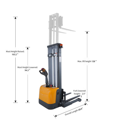 Full-Electric Stacker A-3051 | 3300lb Capacity | 138in Lift