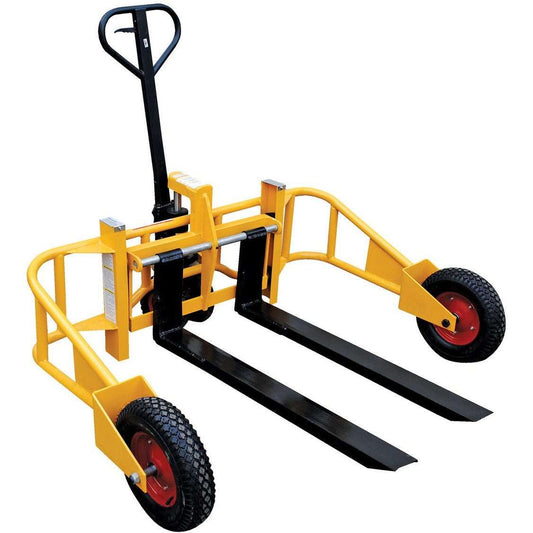 Steel All-Terrain Pallet Truck 32 In. Fork Length 2000 Lb. Capacity Yellow - GoLift Equipment Sales