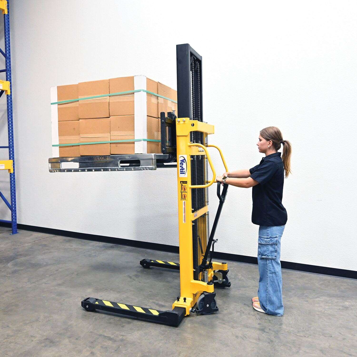 Vestil VHPS - 2200 - AA Steel Manual Stacker Adjustable Legs - GoLift Equipment Sales