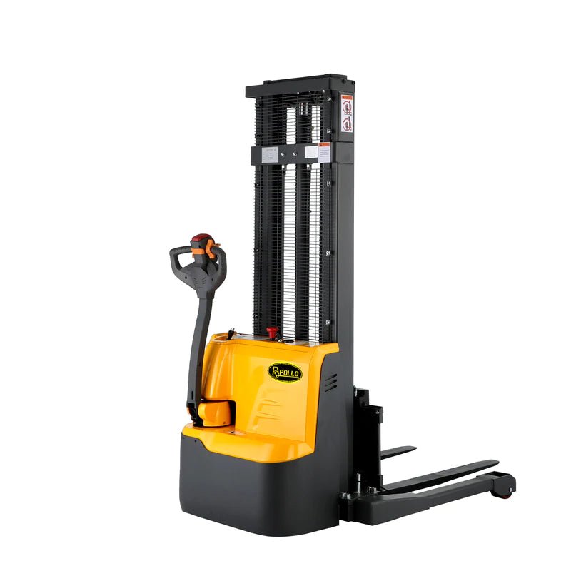 Apollolift Powered Forklift Full Electric Walkie Stacker 3300lbs Cap. Straddle Legs. 118" lifting - GoLift Equipment Sales
